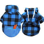 Pull plaid chien bleu