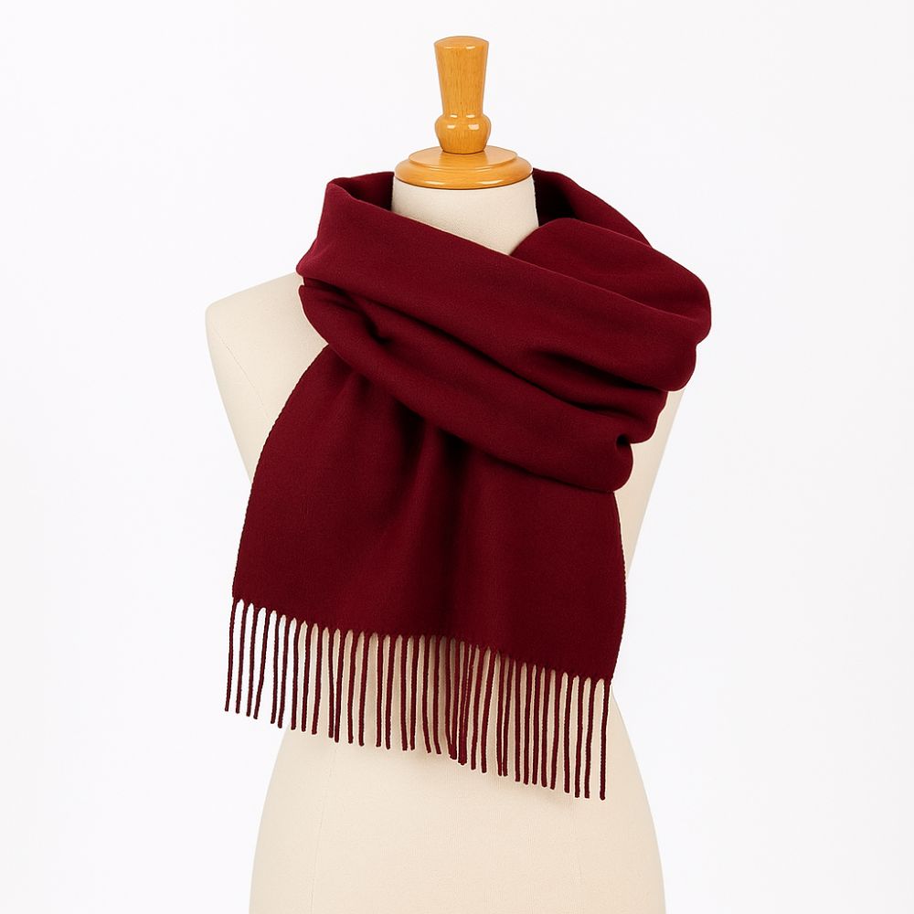 Écharpe en laine fabriquée en France de couleur bordeaux