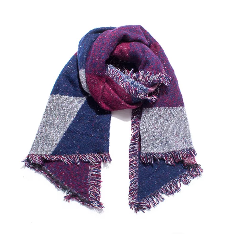 echarpe plaid chaude rouge et bleu