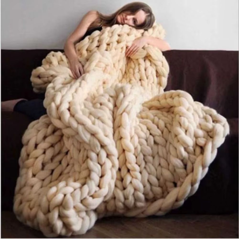 Large chunky knit blanket