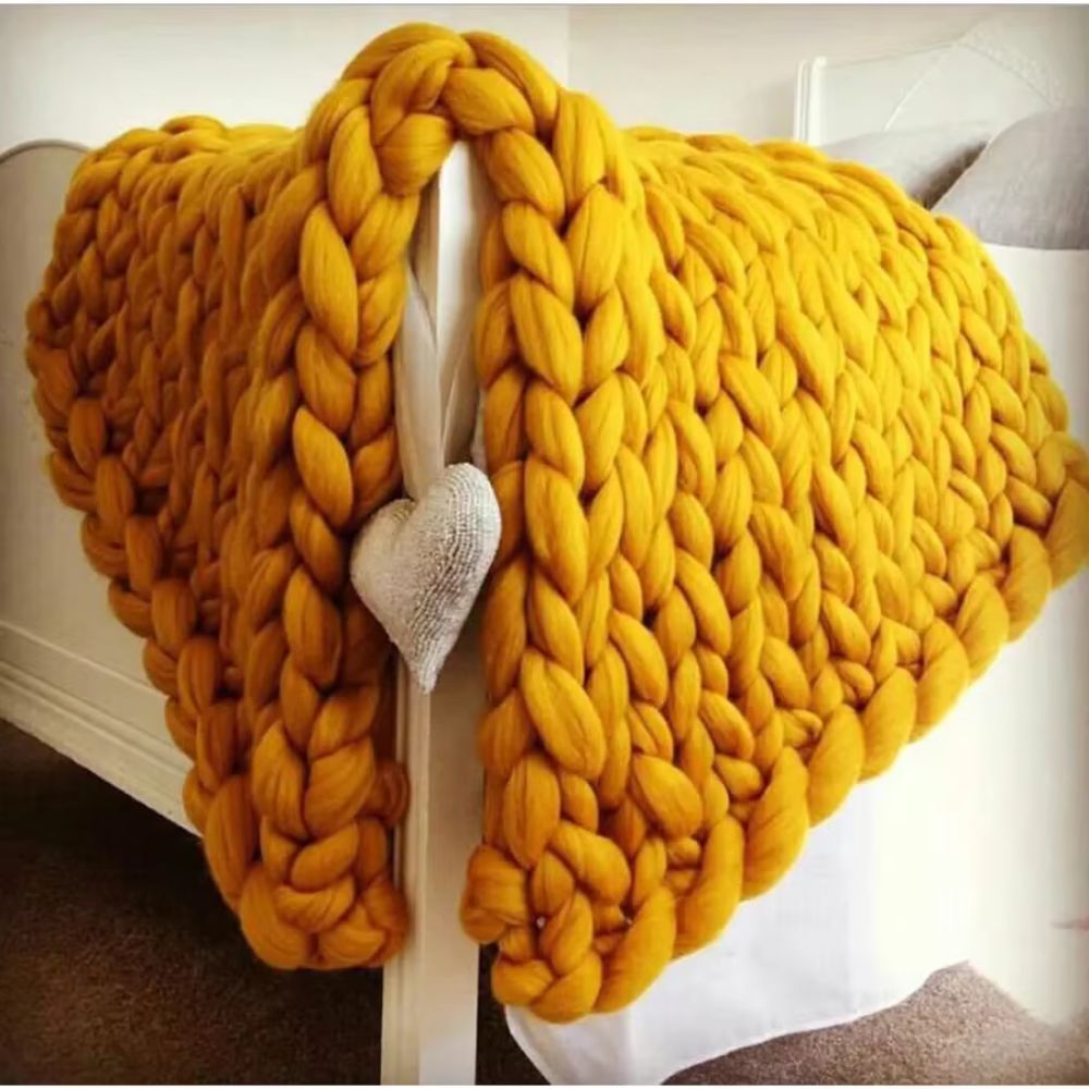 Large chunky knit blanket