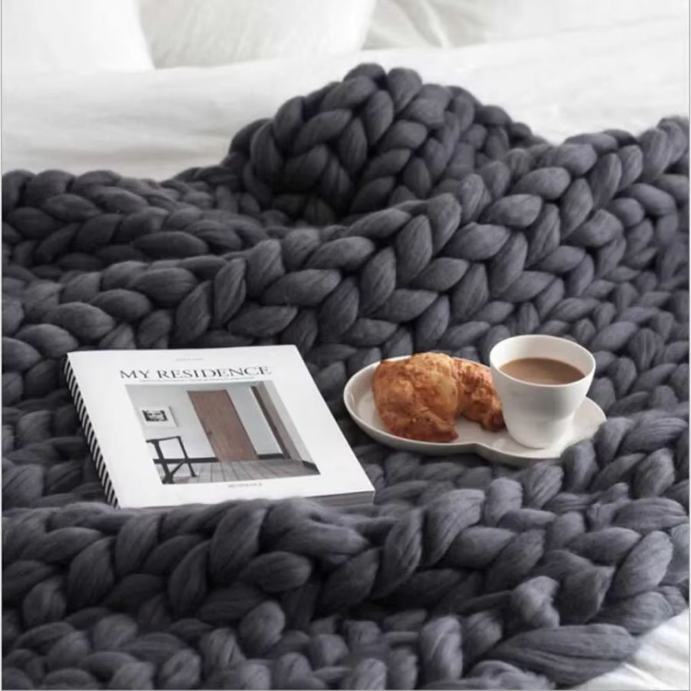 Large chunky knit blanket