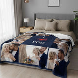 Plaid personnalisé I Love You sur un lit