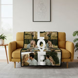 plaid polaire personnalisé photos sur canapé