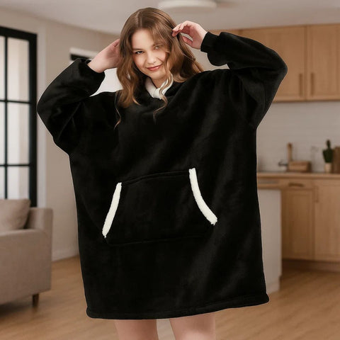 Fleece poncho plaid 