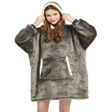 Plaid poncho polaire gris