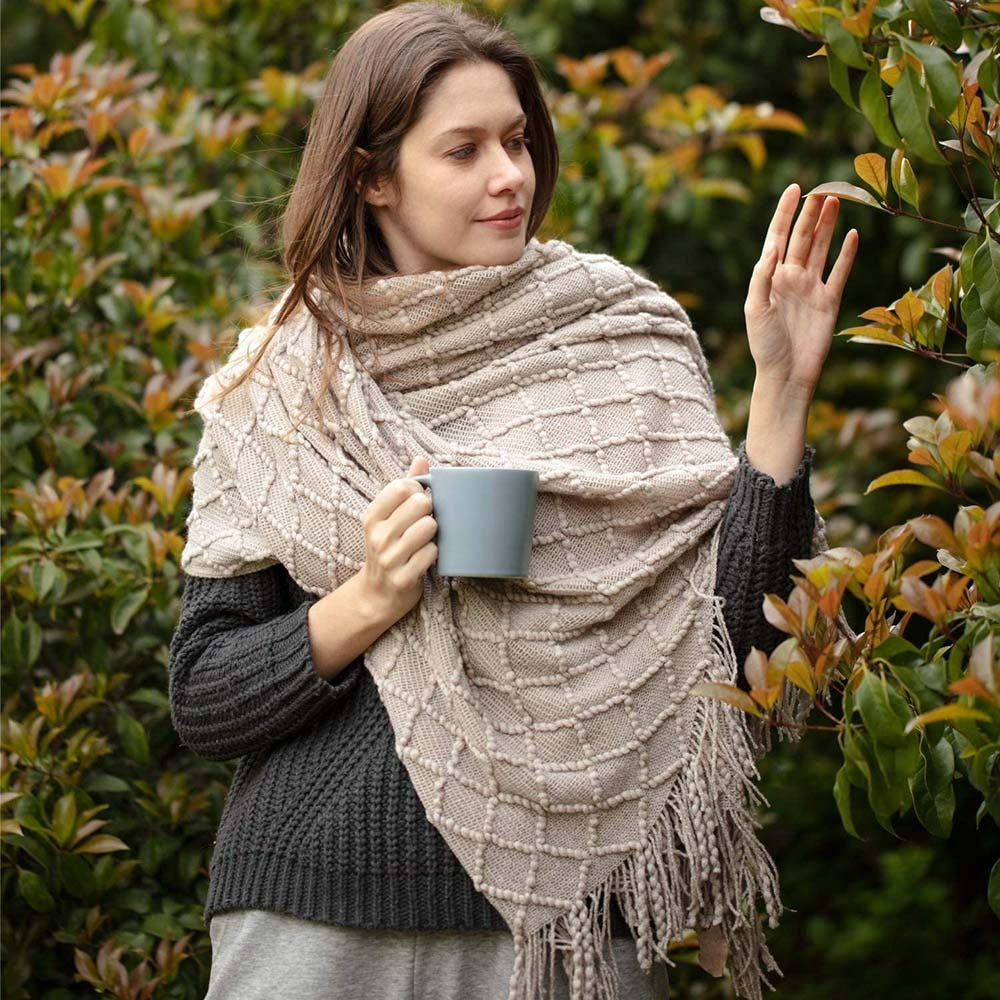 Beige ethnic throw
